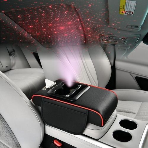 Starry Sky Ambient Lighting Car Center Console Armrest Cover - Integrated Multifunctional Accessory with Illuminated Type-C Data Port and Console Protector