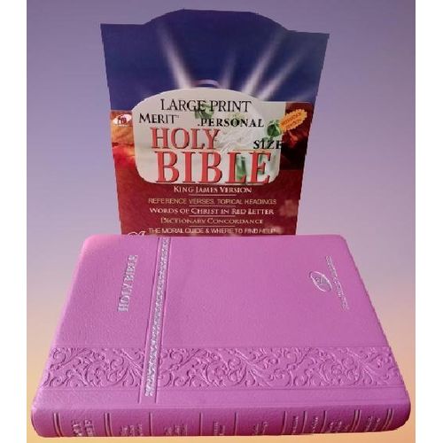 Holy Bible KJV Large Print Merit Personal Reference Edition,Thumb index Pink Leather Color