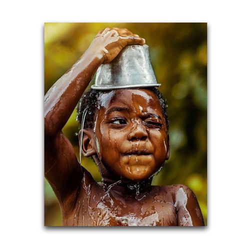 Bathing Boy Wink Wall Art Frame Canvas