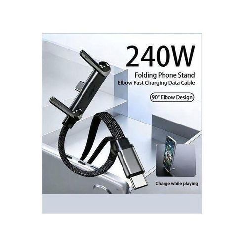 240W Fast Charging Foldable Bracket Data Cable 2-in-1 Data Wire Foldable Phone Tablet Stand Type-C to Type-C