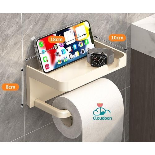 Toilet Roll Tissue Paper Holder with Phone Stand - Space Saving Bathroom Organizer cream yellow