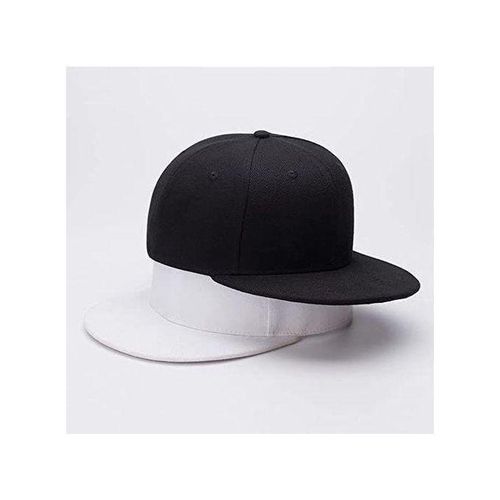 Set Of Two Plain Flat Face Cap Black & White