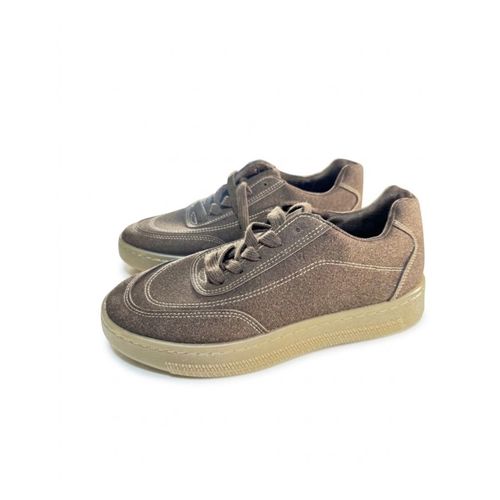 Brown Suede-Look Lace-Up Sneakers