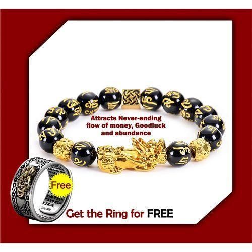 Feng Shui Black Obsidian Wealth Bracelet And Ring