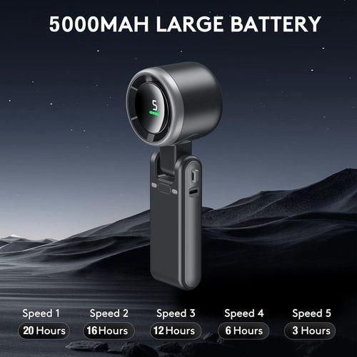 Handheld Turbo Fan, 5 Gear Wind, Battery Operated, Up to 12 Working Hours, 3 IN 1 Hand Fans with Air Turbo Tech Cooling Fan for Outdoor Activities, Travel, Beach (Black) with GIFT ITEM