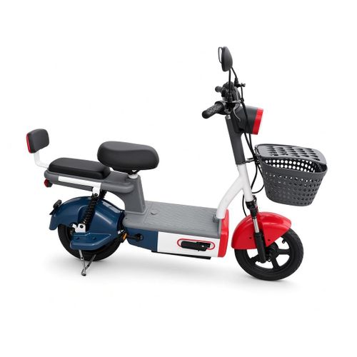 Classic 48V Premium 2-Seater Electric Bike with Rear Passenger Seat, Front Basket, LED Headlight & Display