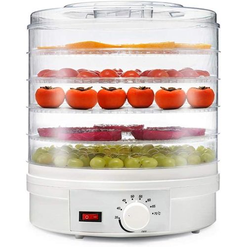 Food Dehydrator Machine 5 Trays Electric Vegetables Dryer 350W Food Dryer 35-70° Temperature Adjustable for Fruit Veg Fish Beef 28×28×32cm