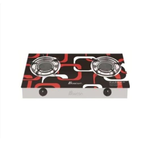 Boscon Table Top Tempered Glass 2 Burner Gas Cooker-Auto Ignition