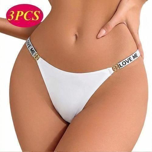 Sexy Ladies Cotton G-String Panties 3pcs (Multicolor) - Color Served as Available