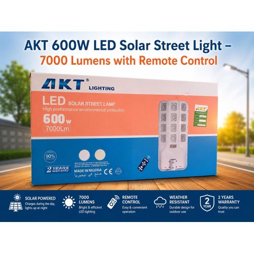 600W LED Solar Street Light – 7000 Lumens with Remote Control