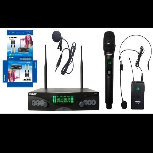 Shure Lapel Body Clip With Head Mic And Handheld, Wireless Microphone - 3in1