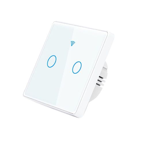 Smart Switch Glass Touch Wall Switch 2 Two Gang Switch with or No Neutral Wire Wall Light Switches for Alex Google Voice Control