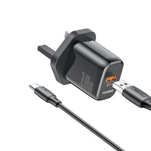 TRAVEL CHARGER FOOMEE. 18W Fast Charging Charger + 1M Type-C Charging Cable