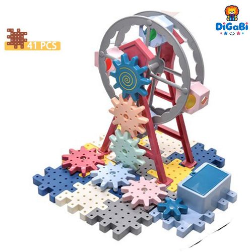 Gear Toys Interlocking Building Blocks, 41 Piece Educational Engineering Building Toys Set, Creative Construction STEM Kits for Boys Girls, Waffle Blocks for Kids Ages 3+