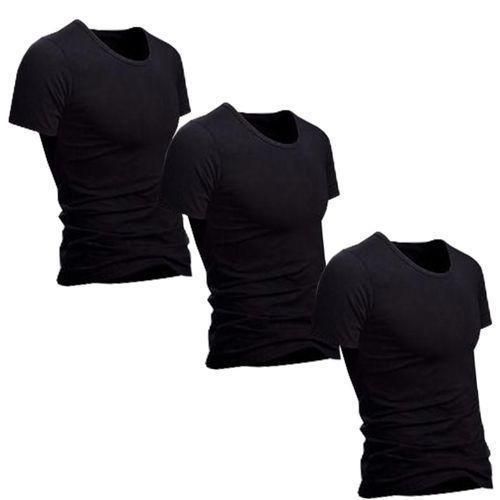 3-in-1 Plain Black Round-Neck