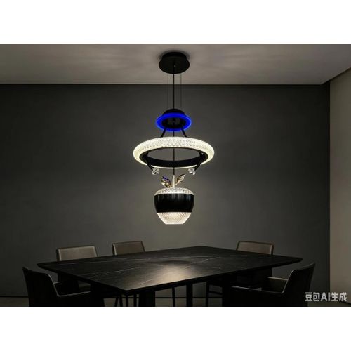 Nordic Black & Gold Pendant LED Chandelier Light with Halo Ring