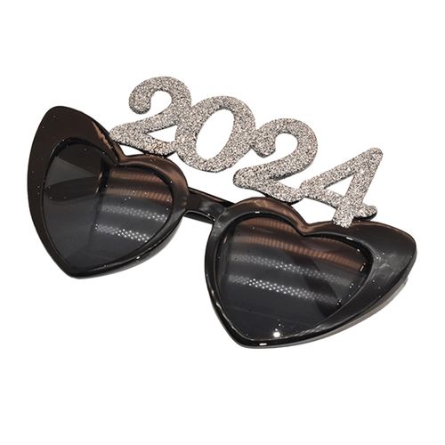 2024 New Year Eyeglasses Heart Shape Design Glitter Number Eyeglasses Shades For New Years Party DecorationsLove Silver NO5419