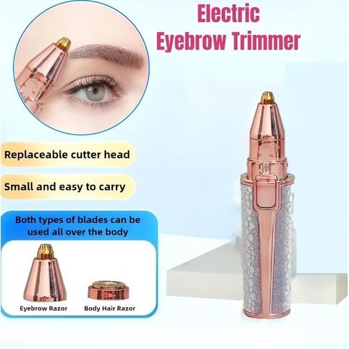 Portable 2 IN 1 Women E-pilator Electrical Remove Facial E-pilator,Rechargeable Eyebrow Shape for Women, Face Lips Body Painless Facial Razor with Built-in LED Light USB-Pale Purple