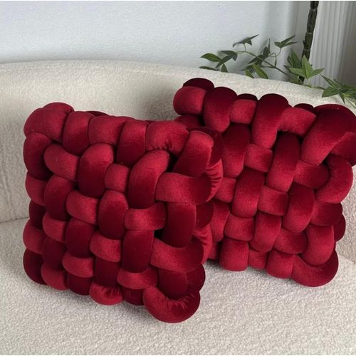 2pcs Set Golden Velvet Hand- Knotted Square Decorative Pillows, Knotted Floor Pillows, Suitable for Living Room Bay Window, Bedroom, Office, Sofa, Chair, Bed