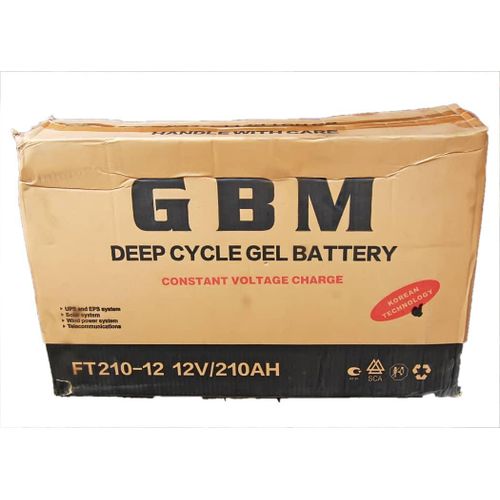 Deep cycle gel battery 210ah (Slim) 12v