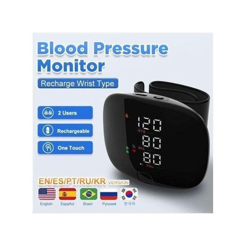 Accurate Dual Users Digital Wrist Blood Pressure Monitor Rechargeable Sphygmomanometer Heart Rate Pulse Meter Health Care - Voice Broadcast Wrist BP Monitor - BLOOD PRESSURE MACHINE