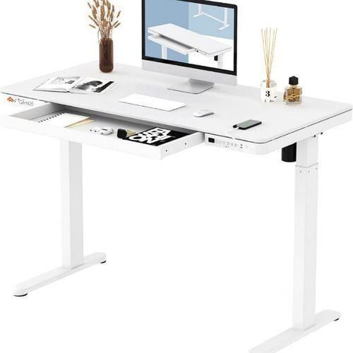 PRO Electric Adjustable glass top Table With Charging Pad & USB PORT