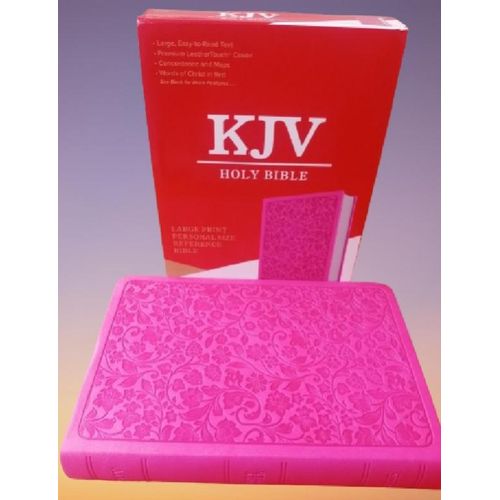 KJV Large Print Personal Size Reference Bible, Pink LeatherTouch, Red Letter, Cross-References, Full-Color Maps, Easy-to-Read MCM Type