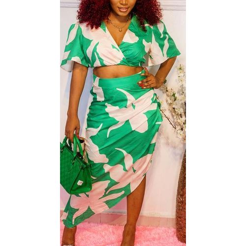 Emerald Luxe Two-Piece Skirt Set