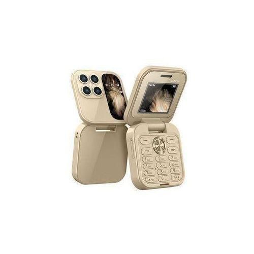 i17 PRO Mini Foldable Flip Mobile Phone with FM Radio Magic Voice Blacklist Speed Dial Vibration, Gold