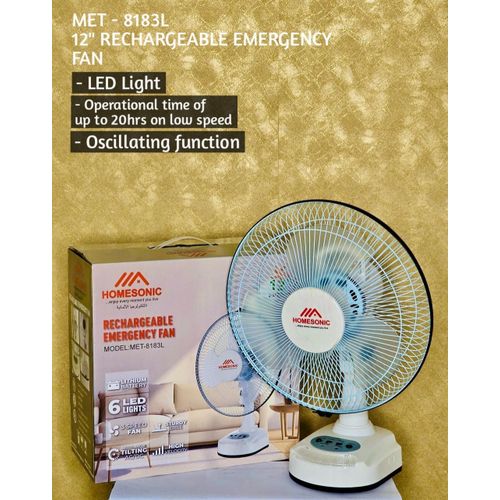 12 inches rechargeable Emergency Fan (MET - 8183L)