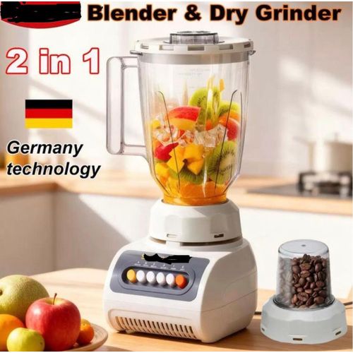 Blender With Grinder Mill - 2 in 1 Multifunctional Food Processor Blender, Professional Juicer, Smoothie Blender, 600W Blender And Grinder Combination, a Powerful Kitchen Appliance. 6 Blades ( Black )