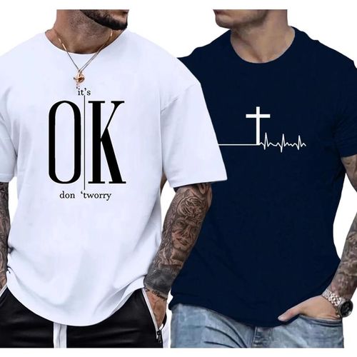 2-Piece Men's Cotton T-Shirt Set,Men's Short sleeve