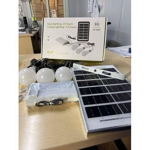 Rechargeable solar kit with 3 bright bulbs and usb charger
