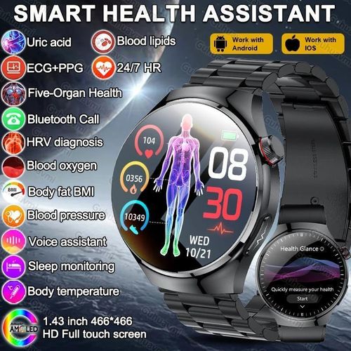 2026 New Health Diagnosis Smart Watch Uric Acid Blood Lipids ECGPPG Smartwatch For HUAWEI Android IOS