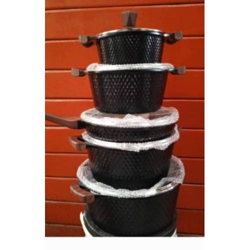 5 Set Diecast Non-Stick Pots-Granite Effect