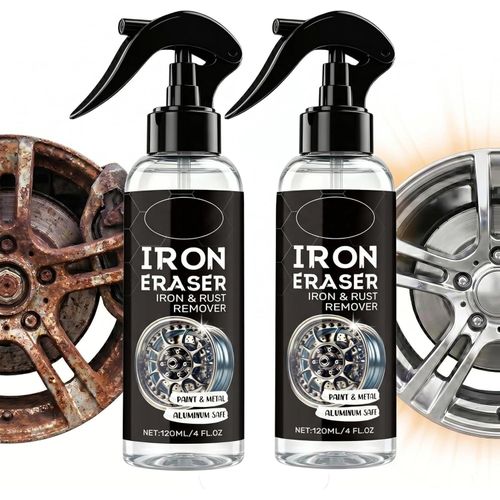 Iron Eraser Rust Remover Spray & Iron Powder Cleaner, Gentle Car Rust Cleaning Agent Safe for Wheel & Auto Paint Surface, 120ml