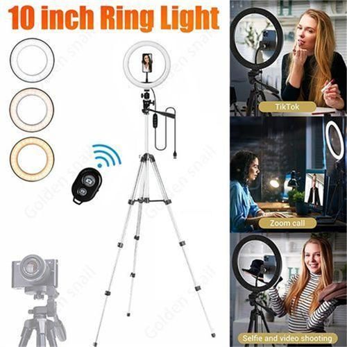 26cm Led Circular Light Aluminum Tripod Suitable For Cameras, Mobile Phones, Photography, Videography, Makeup. Tripod Light Holder For On-Site Youtube Mobile Phone Photography