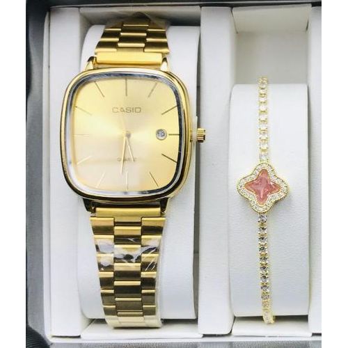 SET OF TENNIS ZIRCONIA BRACELET AND WRIST WATCH