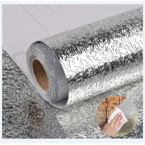Silver self-adhesive wallpaper for kitchen backsplash