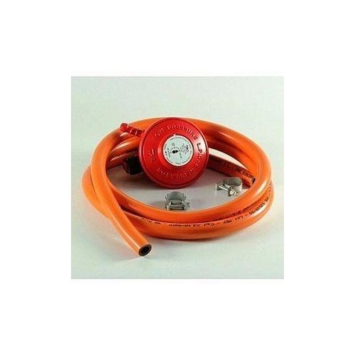 Gas meter regulator with hose and clips