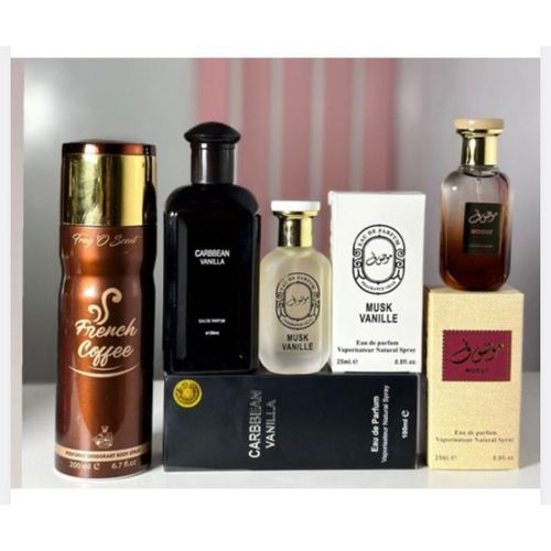 Givanas 100% CARBBEAN VANILLA EDP PERFUME 100ml ,Musk Vanille 25ml And Mousuf 25ml With Body Spray