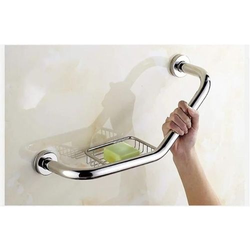 Stainless steel bathroom grab bar with basket