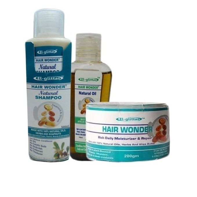 Hair Wonder Shampoo. +oil+cream-(3pcs)