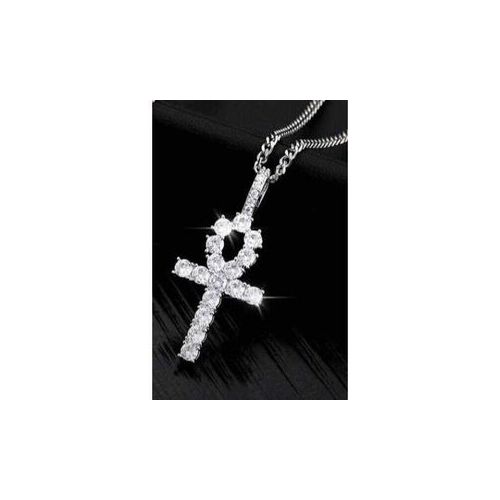 Cuban Chain With Iced Out Pendant Silver