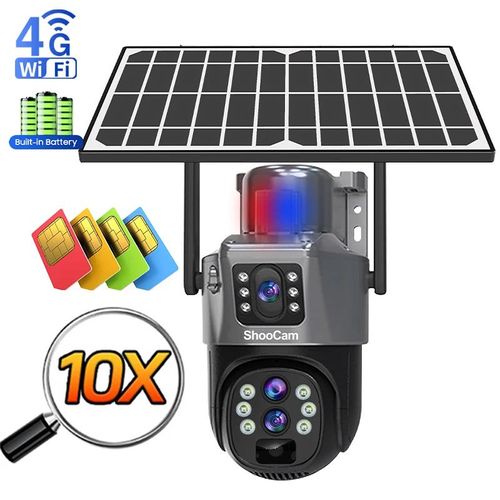 Solar Security Camera – Dual-Lens Outdoor Wireless CCTV with Night Vision & Motion Detection