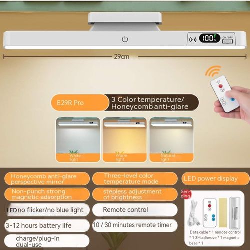 Remote-Controlled LED Cool Light Charging Eye-Protecting Study Desk Lamp Bedside Lamp for Bedroom Makeup Mirror Light Rotating Dorm Magnetic Lamp