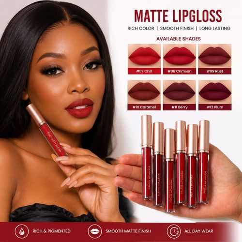 6-Piece Velvet Matte Liquid Lipstick Set – Long-Lasting Waterproof Transfer-Resistant Lip Gloss Collection (Shades 07–12)