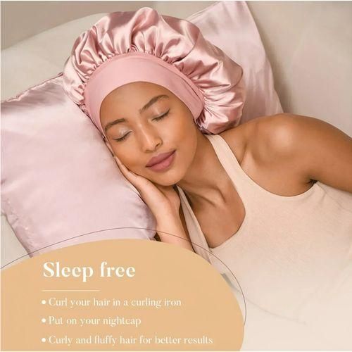 Satin Bonnet Hair Bonnet for Sleeping,Silk Bonnets for Black Women with Elastic Soft Band for Hair Care 1pcs pink
