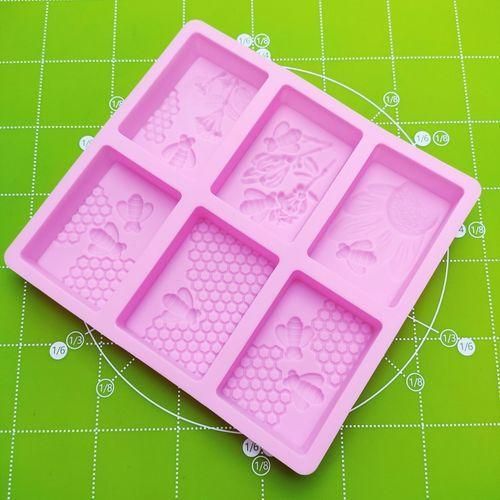 6 Grid Square Honeycomb Ice Cube Cake Mould Square Handmade Soap Mould