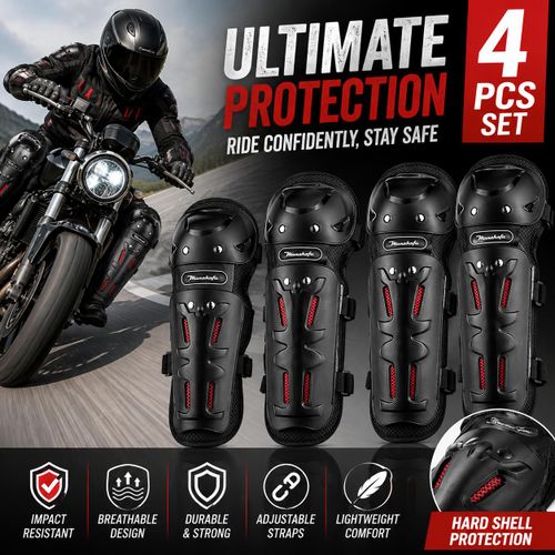Motorcycle protective gear - knee and elbow joint protectors, windproof and warm (4-piece set)